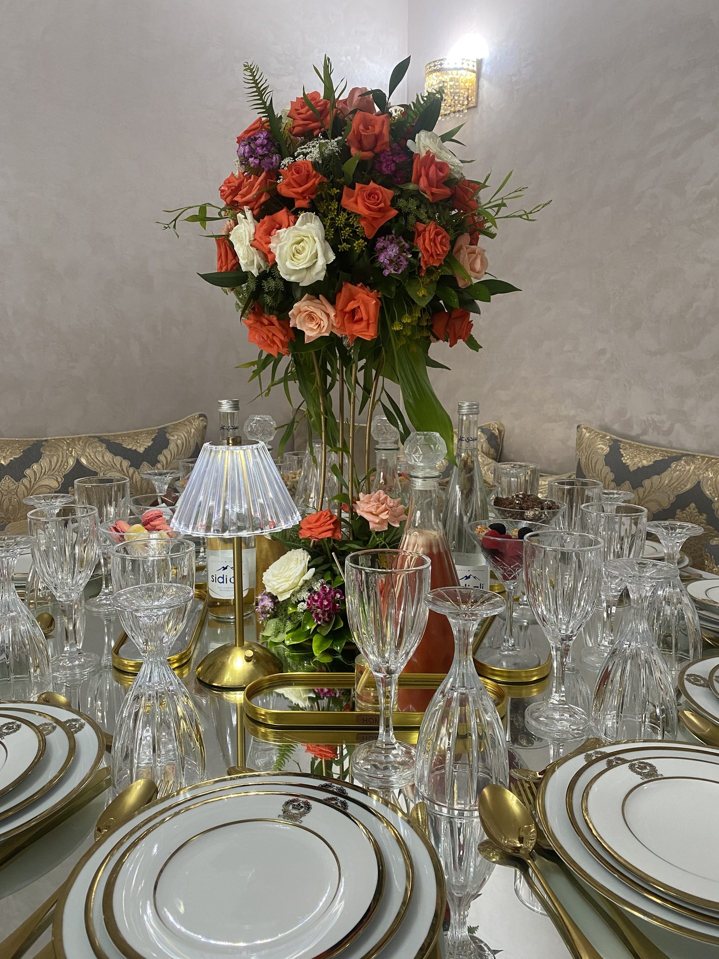 Table de réception élégante dressée par Dar Rbati